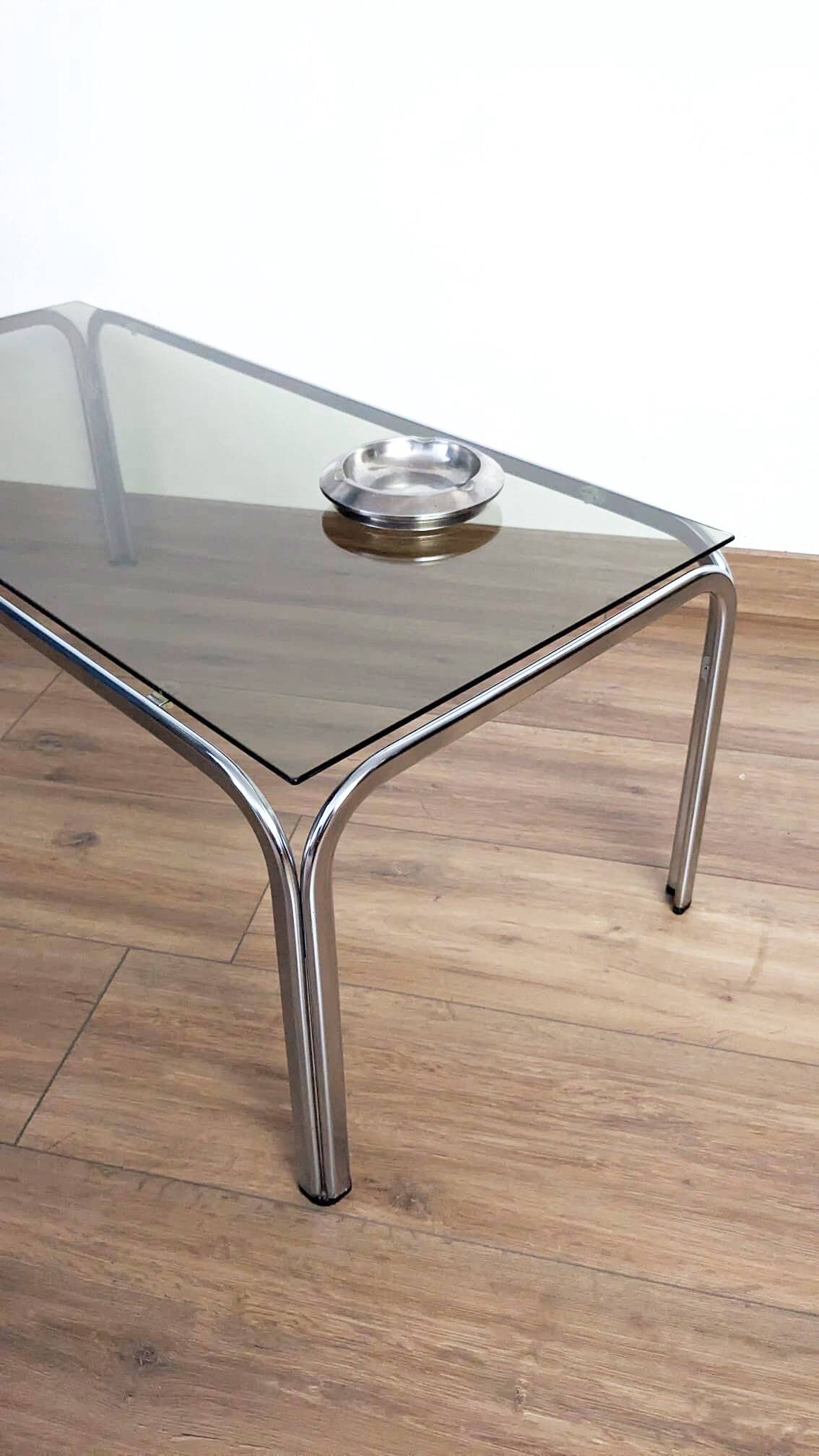 Vintage chrome and smoked glass coffee table