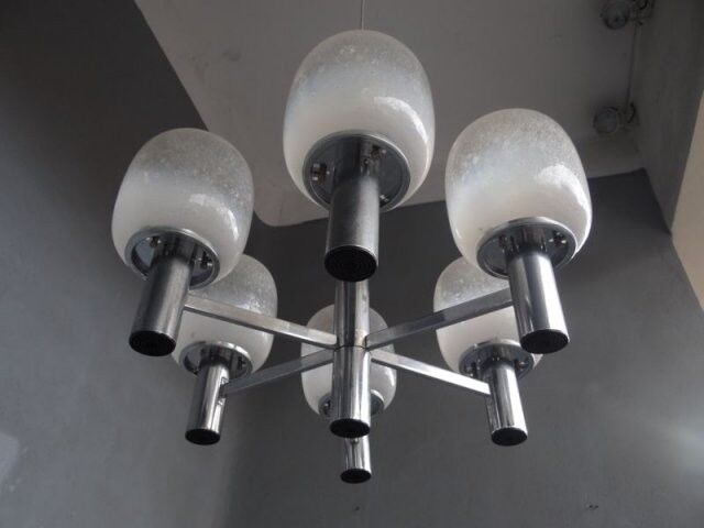 Luster chrome metal and blown glass 1970