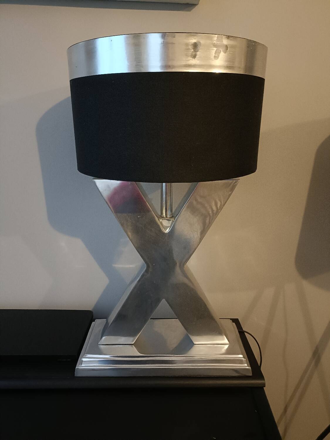 Lamp in X, cross, steel, design