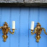 Louis XV style Bronze Brass twin arm wall lights