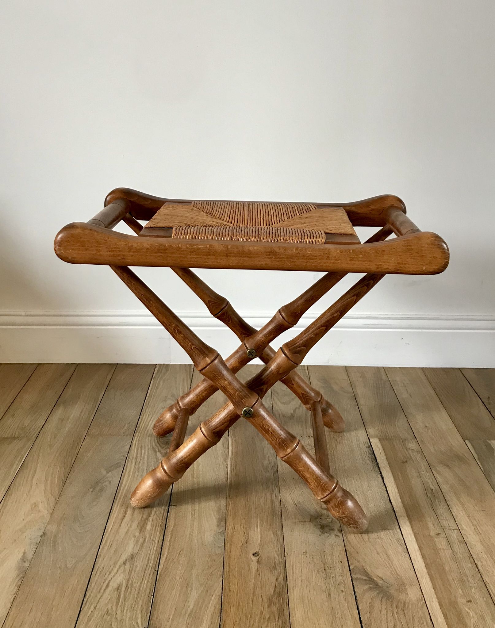 Folding stool in beech wood and mulching years 40-50