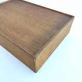 Wooden box locker with sliding lid compartment