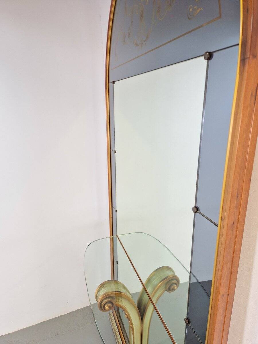 Vintage Floor Mirror with Console Table from Cristal Art, Italy, 1960s
