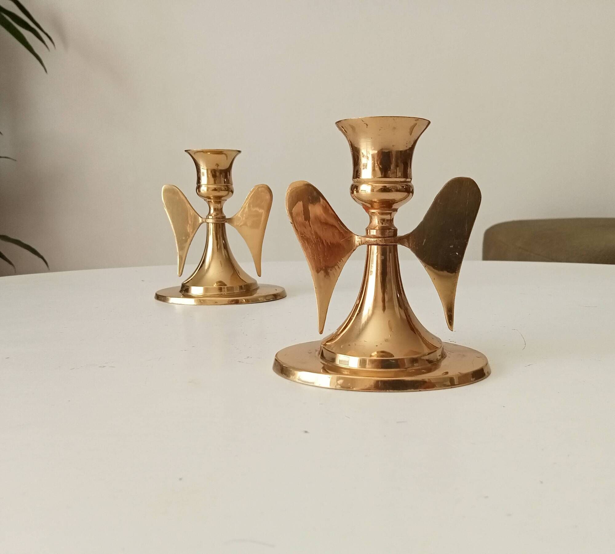 Pair of vintage winged candlesticks from the 60s/70s