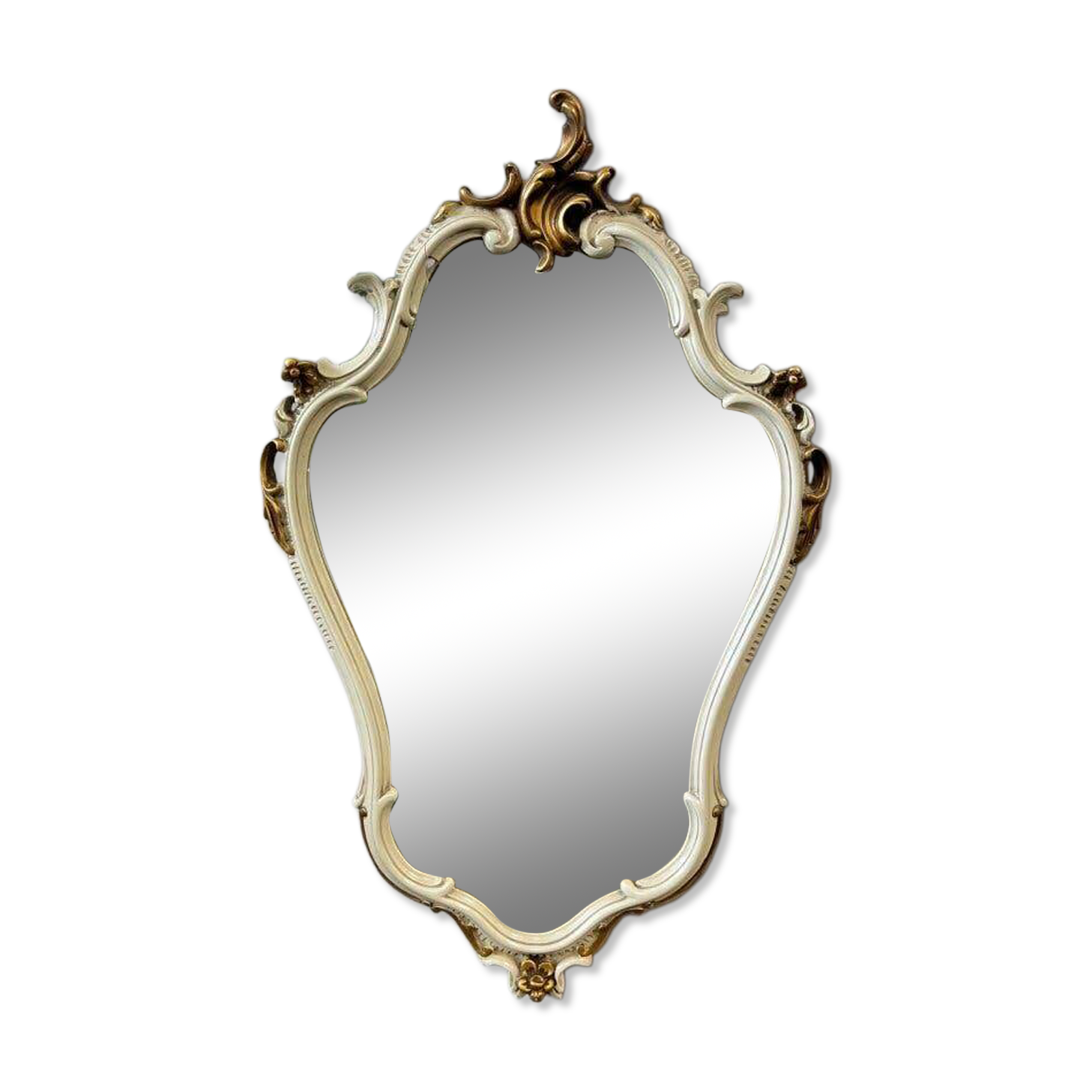 Miroir baroque vintage blanc et doré / miroir mural