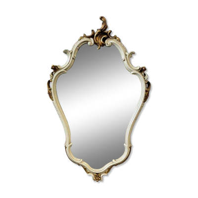 Miroir baroque vintage blanc et doré / miroir mural