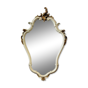 Miroir baroque vintage blanc et doré / miroir mural