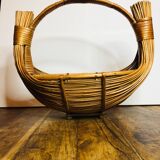 Large wicker basket Rattan design 1950
