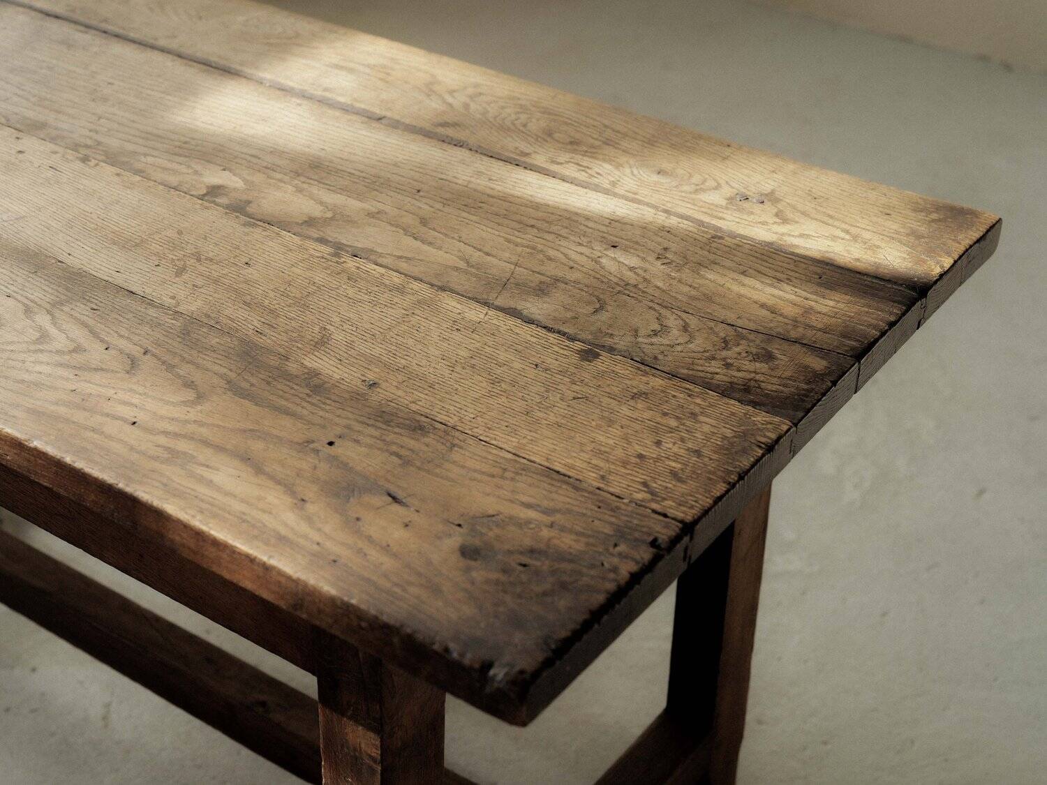 Handcrafted solid oak farmhouse table – France, 1950s