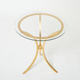 Golden iron and glass pedestal table by Roger Thibier 1960