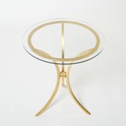 Golden iron and glass pedestal table by Roger Thibier 1960
