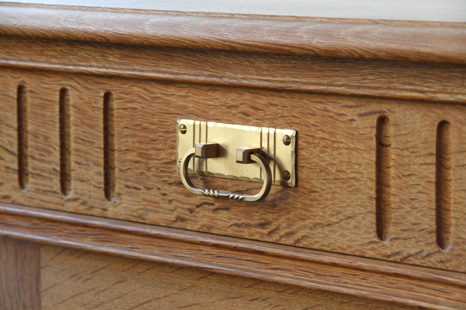 Vintage 1970 Danish Brutalist Light Oak Sideboard, Style of Henning Kjærnulf