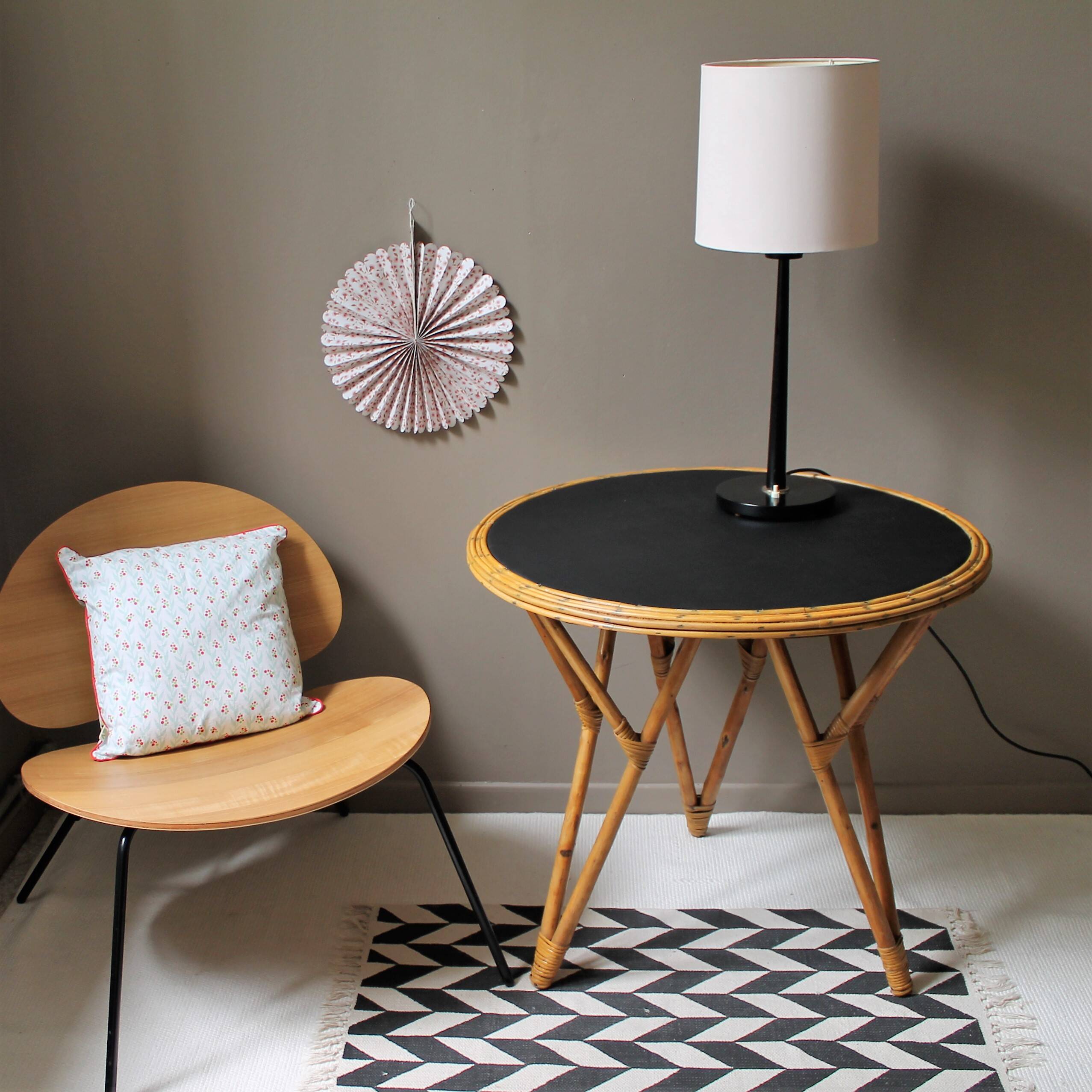 Vintage rattan high table