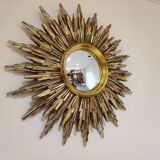 Mid century golden sunburst mirror 50cm
