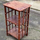 Vintage rattan and bamboo shelf with 3 levels