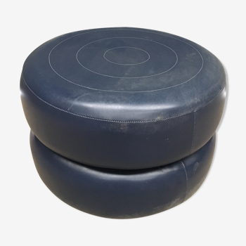 Round ottoman pouf skai blue design 1970
