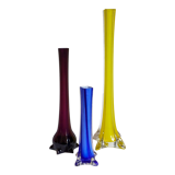 Trio de soliflores en verre étiré anciens