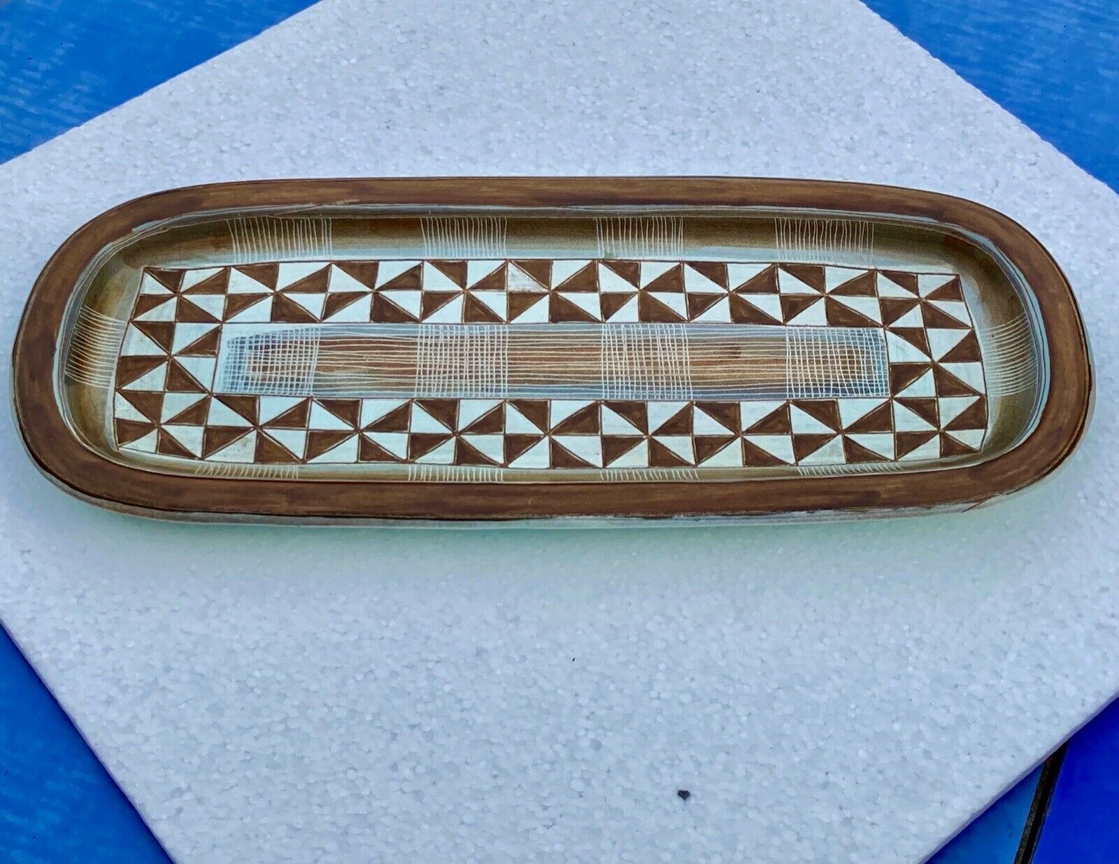 ceramic plate EPOQUE 1950 africanist decoration - signed GUILLOT - FRANCE