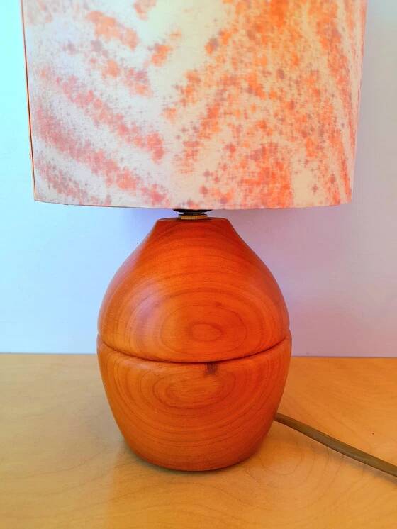 1970s wooden bedside lamp