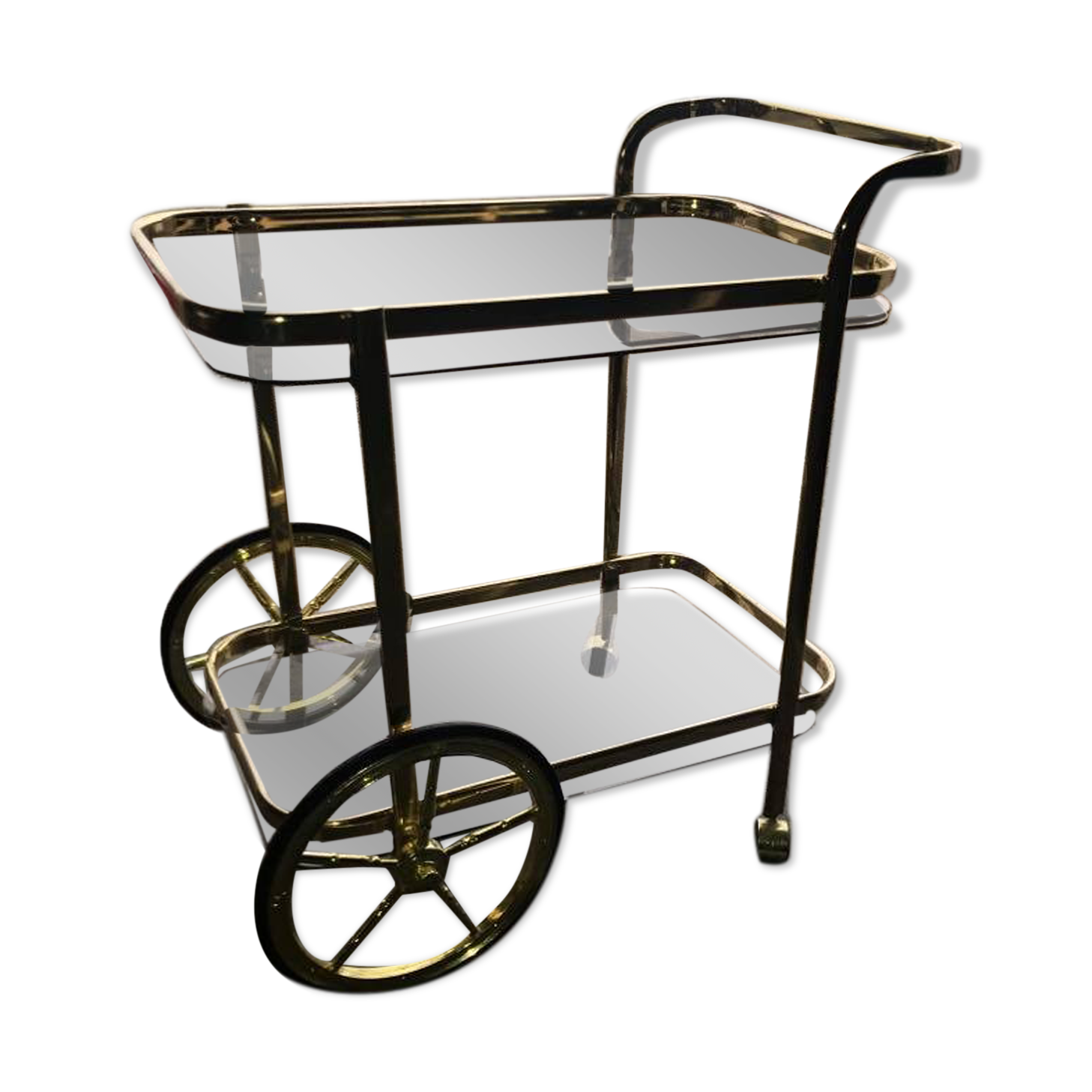 French brass two tier bar cart, 1960s