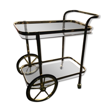 French brass two tier bar cart, 1960s