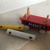 Small vintage train in multicolored wood