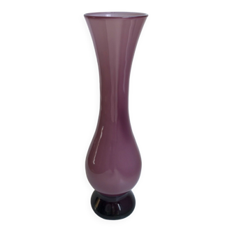 Opaline vase violine lilac design 60s