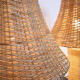 Pair of large Scandinavian rattan lamps from the 80s
