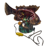 Lampe poisson en céramique vallauris signé les vans
