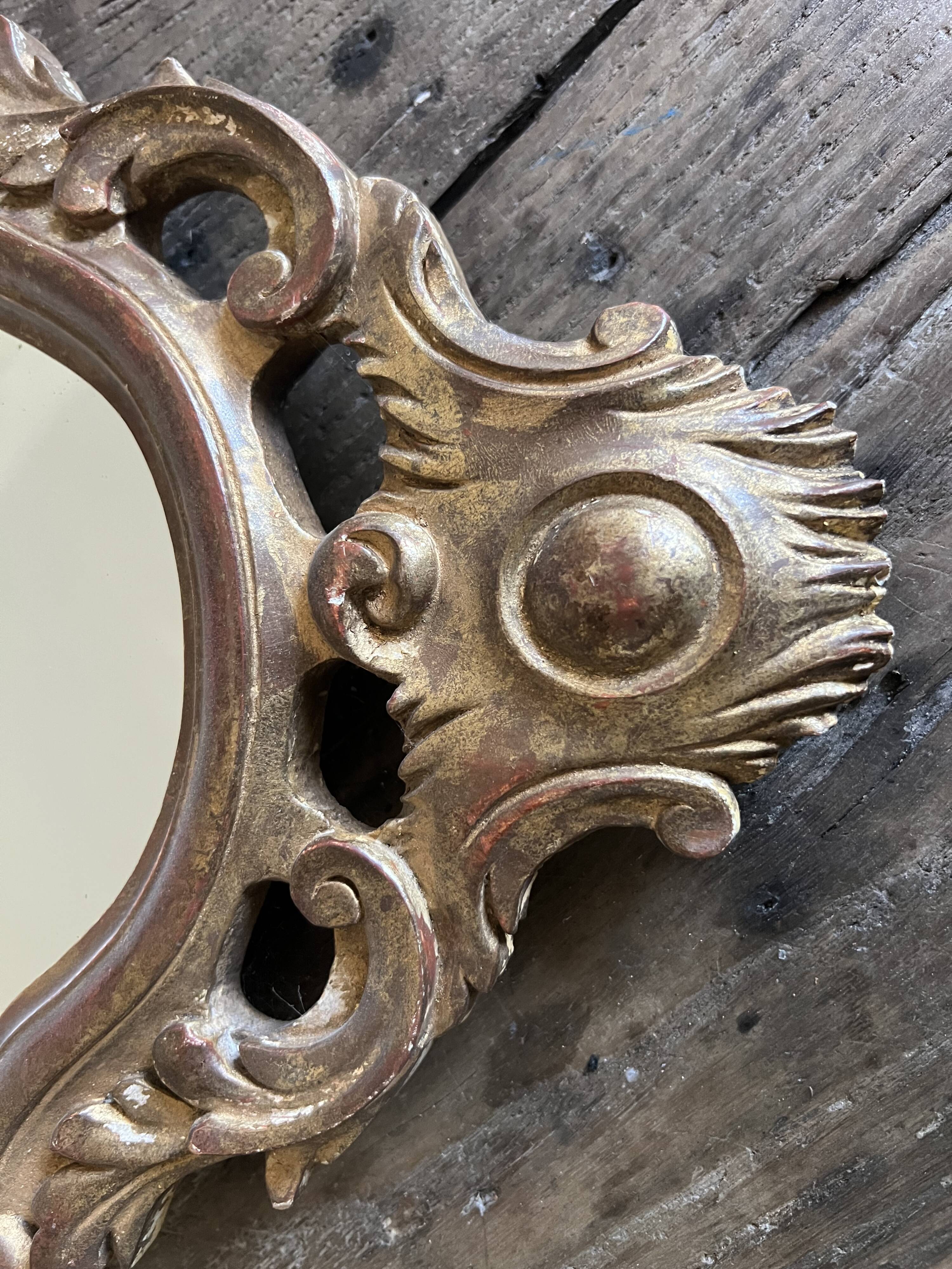 Antique baroque mirror gilded with leaf – carved wood