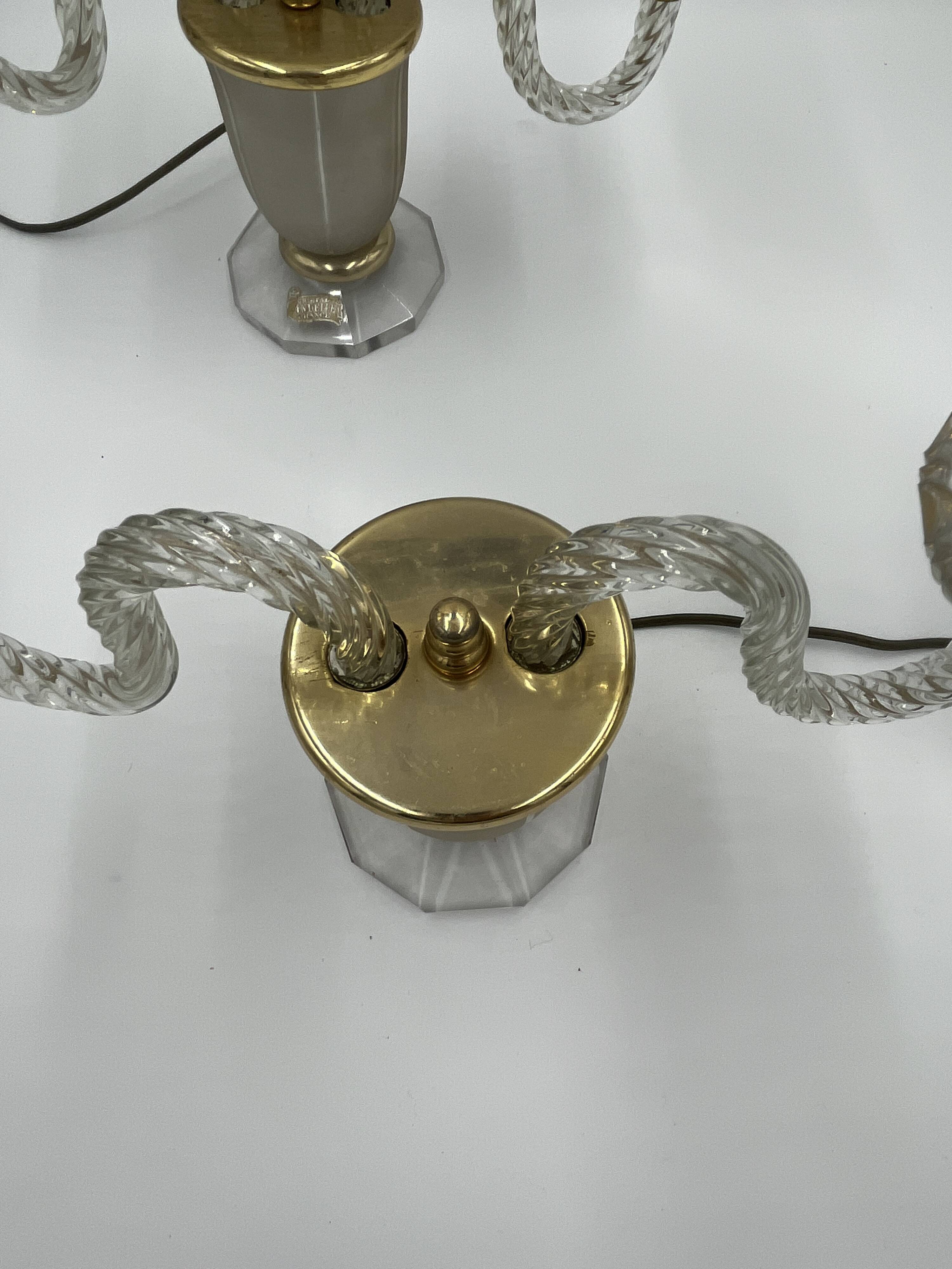 Pair of Crystal Candelabra Lamps - Val d'Andelle