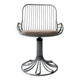chaise design tulipe en métal chromé, modele pivotant par Gastone Rinaldi, italie 1970