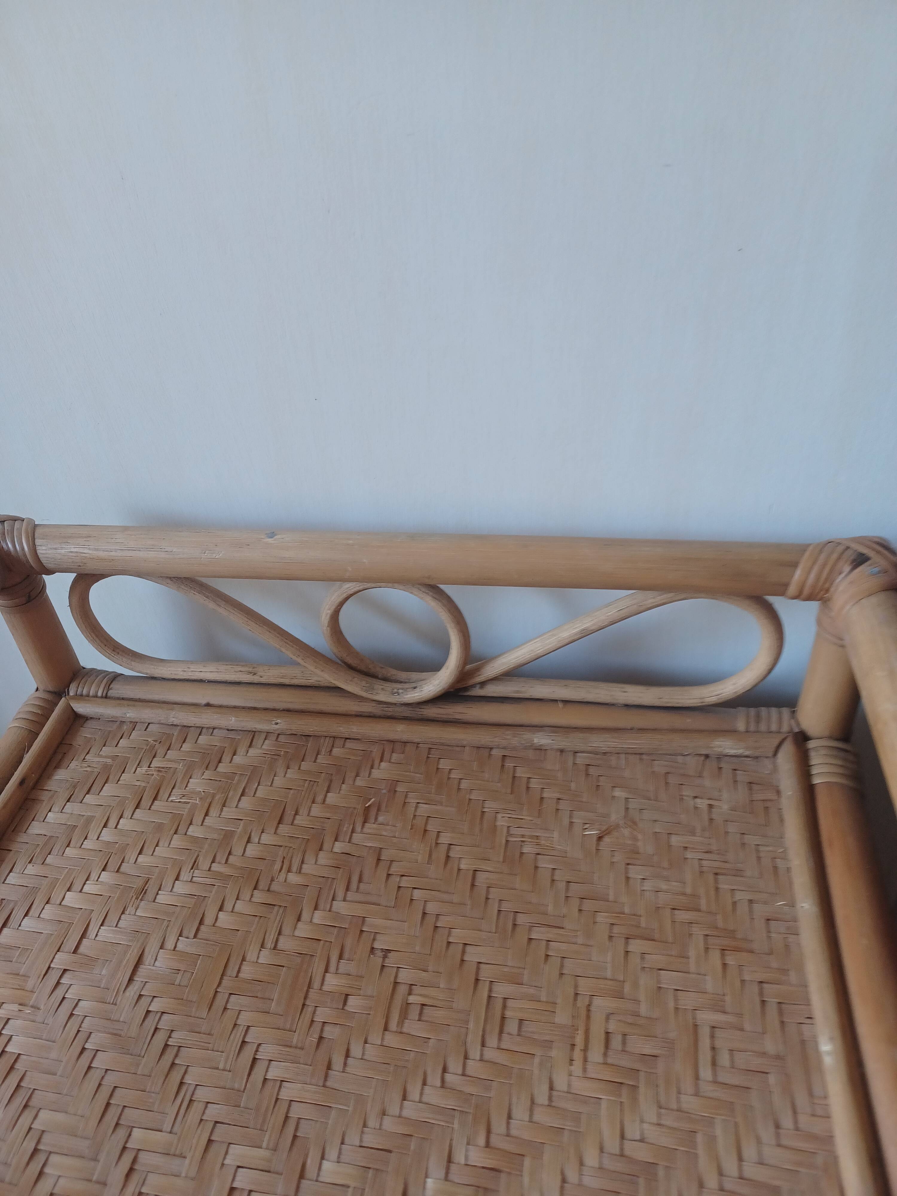 Lot de 2 commodes 3 tiroirs en rotin vintage