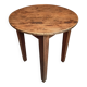 Antique round side table with oak legs and a pine top, circa 1900.