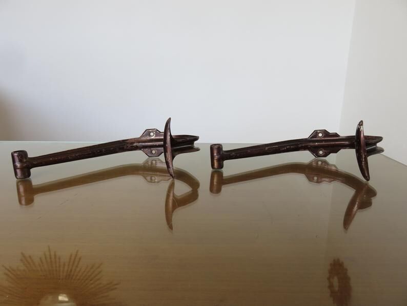 Pair of steel coatrack stamped years 30/40