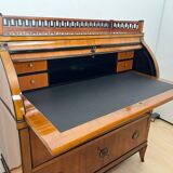 Biedermeier Roll-Top Desk in Cherry Veneer and Brass, 1820