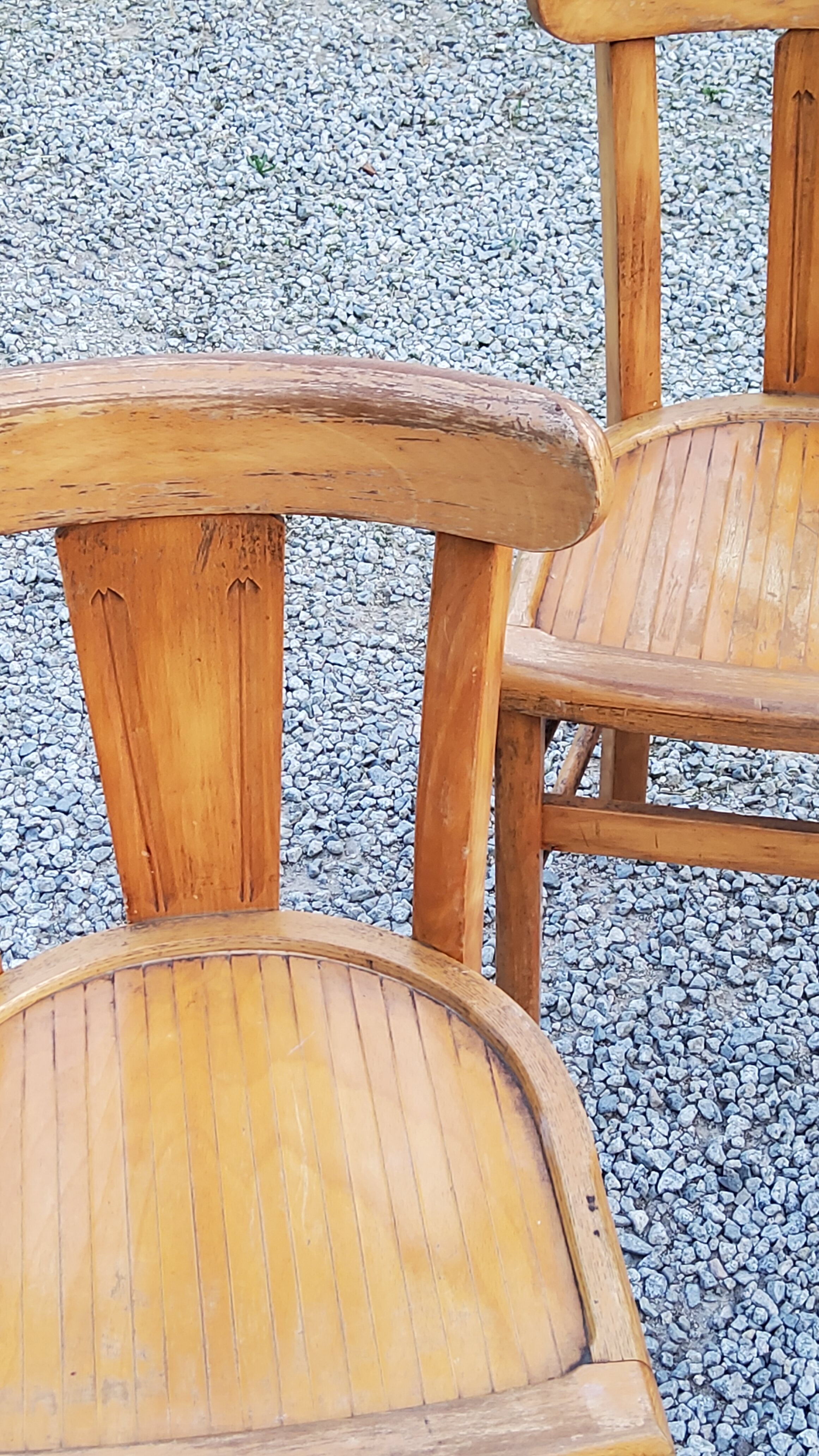 Set of 4 bistro chairs in beech and blond oak from the 50s