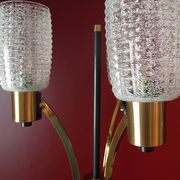 Arlus lamp in brass, satin lacquer metal and engraved glassware 1950