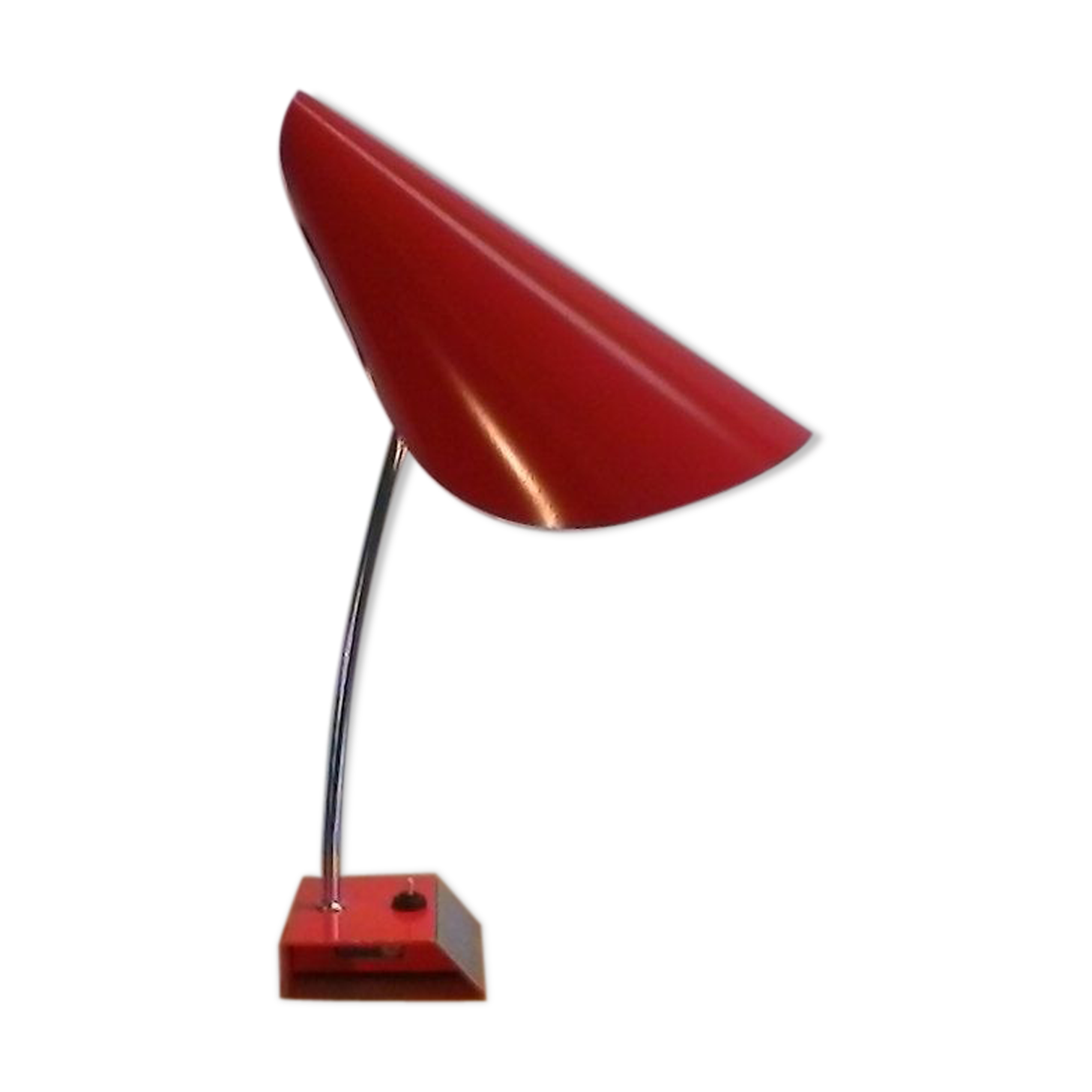 By Josef Hurka for Napako 1960 red desk lamp