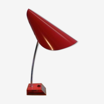 By Josef Hurka for Napako 1960 red desk lamp