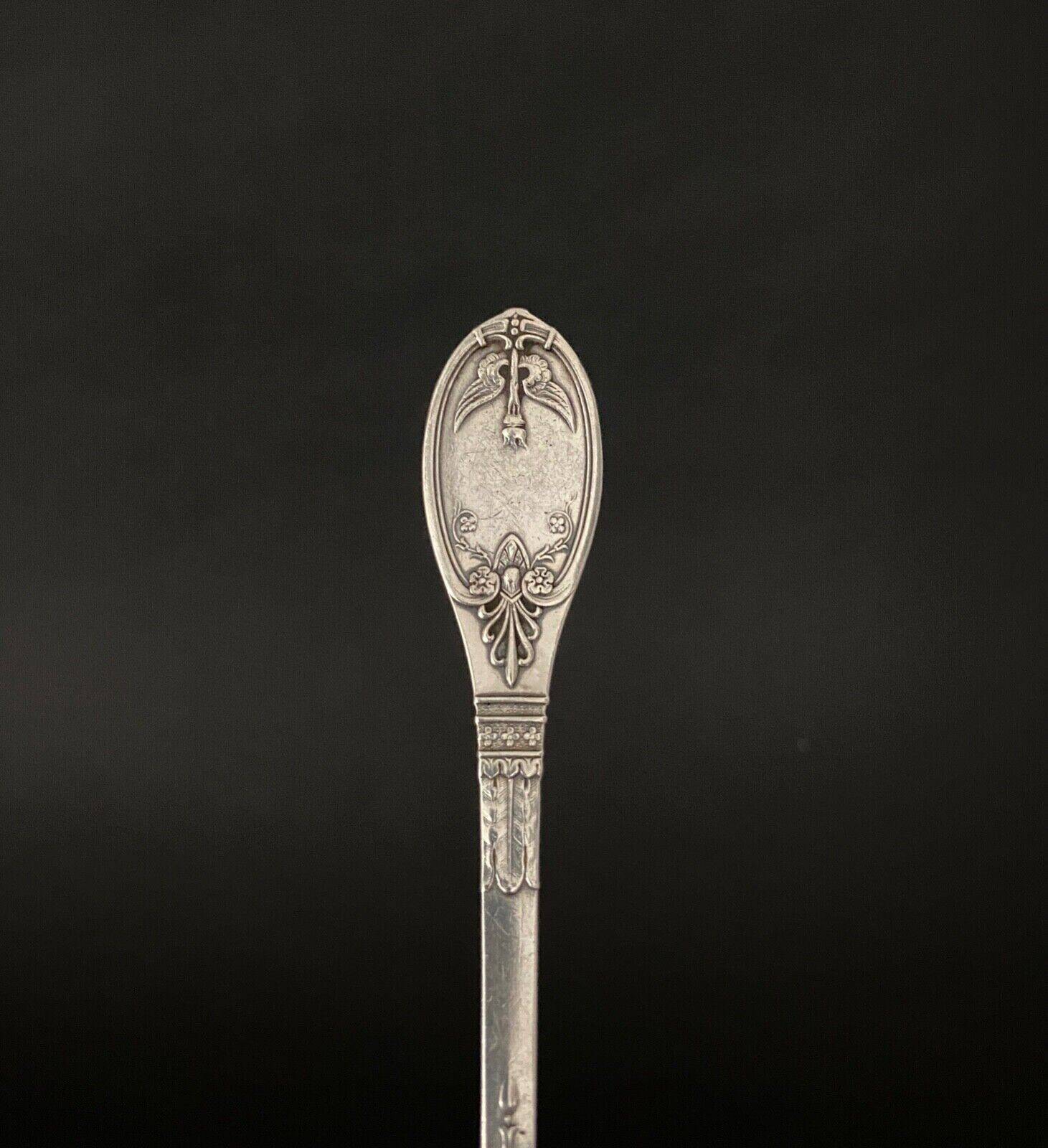 Pair of Gorini silver cutlery, Empire style, Minerva hallmark and richly decorated monogram