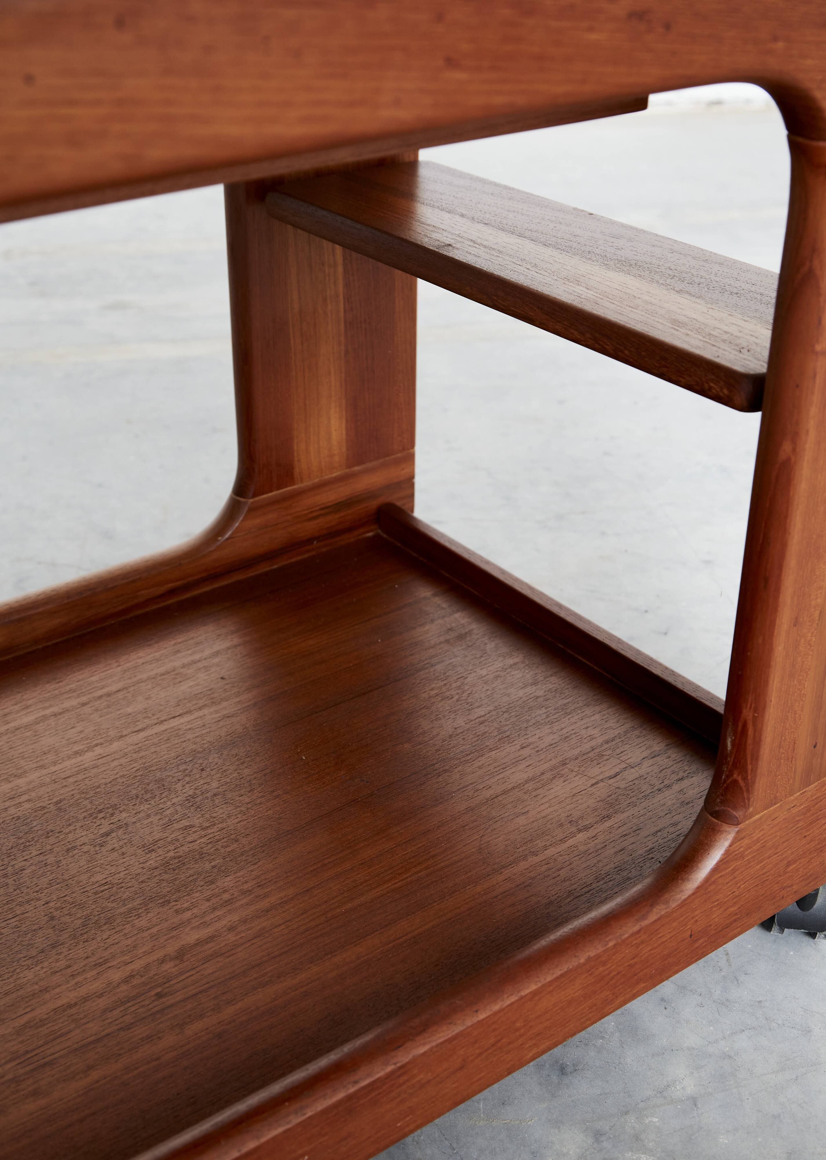 Mid-Cenntury C-Shaped Bar Trolley in Teak by K.T. Møbler