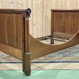 19th century Empire sleigh bed in cherry wood - Bedding: 1m82x98cm