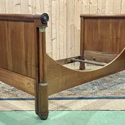 19th century Empire sleigh bed in cherry wood - Bedding: 1m82x98cm