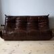 Togo 3-seater sofa in shiny brown leather