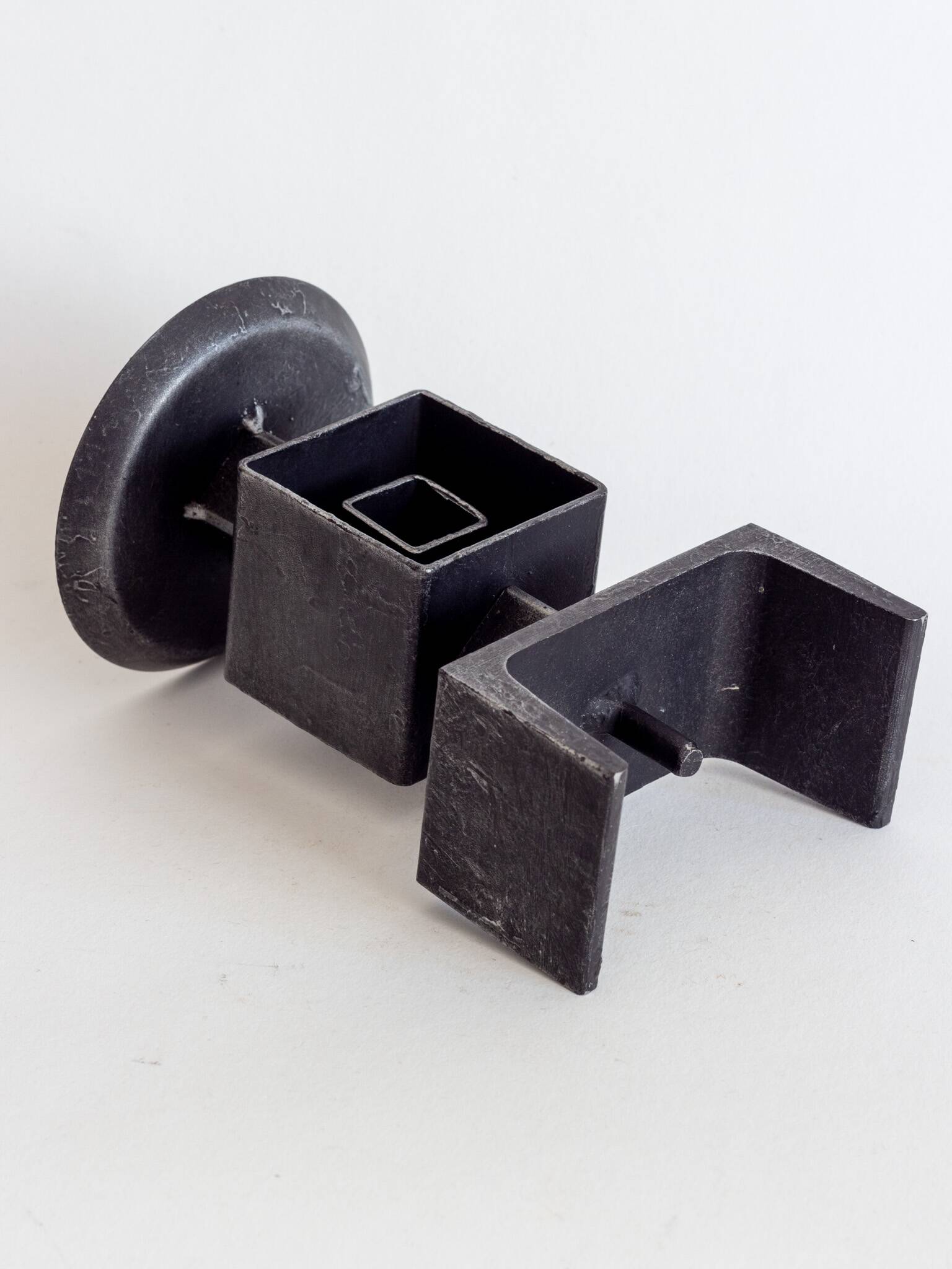 Wrought metal totem candle holder, 1960s