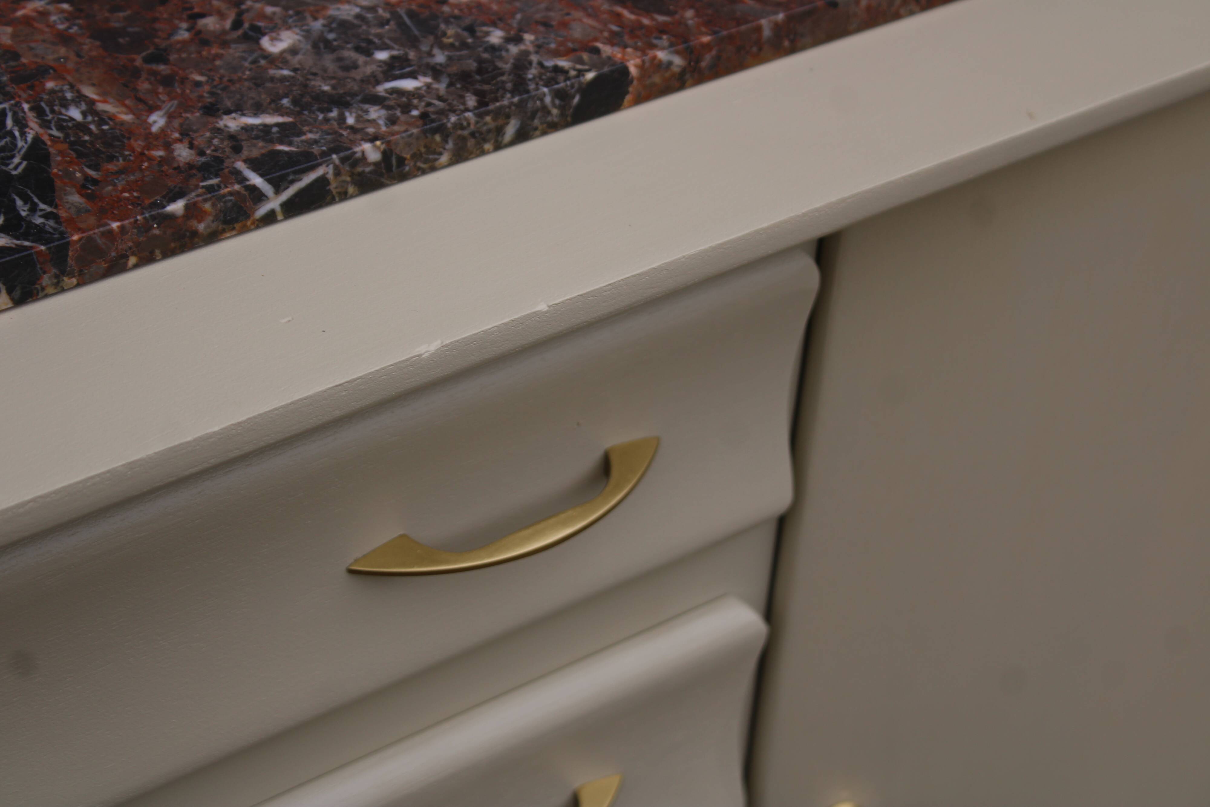 Asymmetrical Art Deco Chest of Drawers – Marble & Cream Green