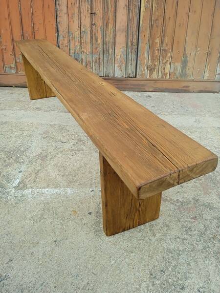 Bench 200 cm old patinated solid wood