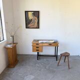Modernist 50s oak metal desk