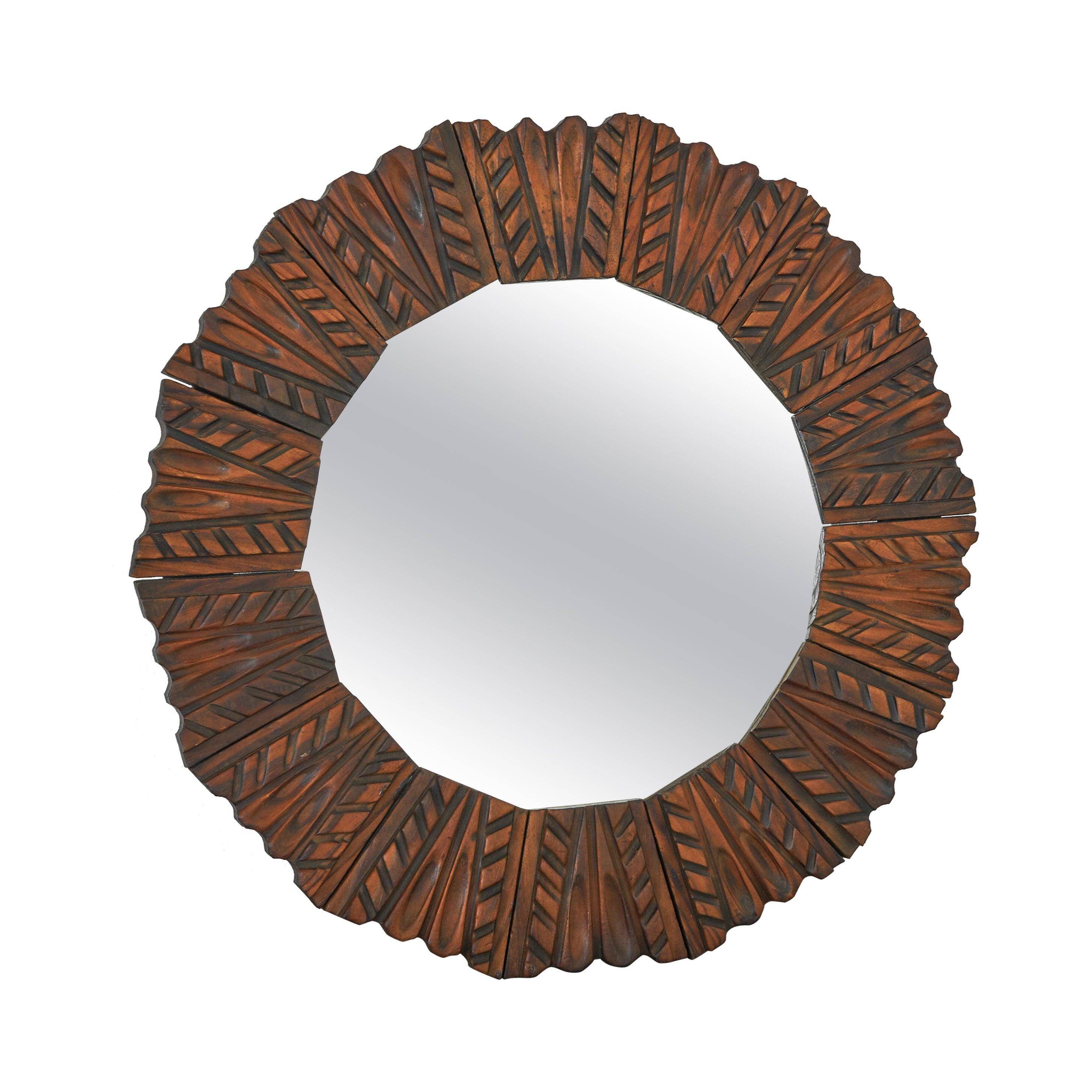 Miroir mi-siècle en bois sculpté années 1960